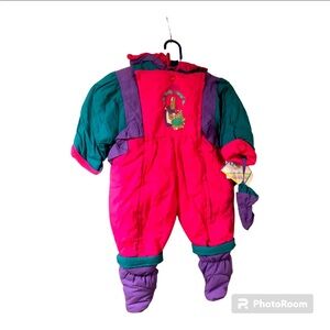 Vintage color block baby girl snowsuit 1980’s